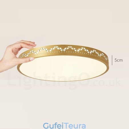 פליז טהור עגול מודרני עכשווי בסגנון נורדי פנס תקרה עם גוון אקרילי