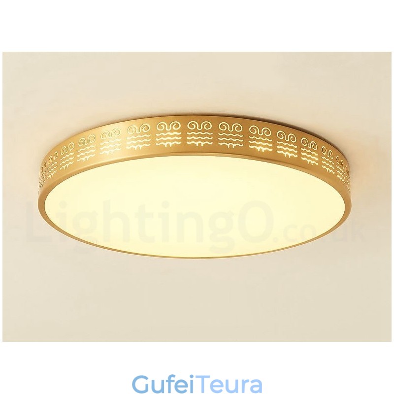 עגול פליז טהור מודרני עכשווי בסגנון נורדי מנורת תקרה עם גוון אקרילי