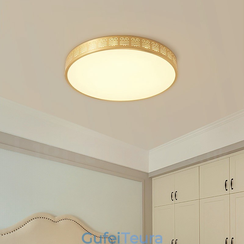 עגול פליז טהור מודרני עכשווי בסגנון נורדי מנורת תקרה עם גוון אקרילי