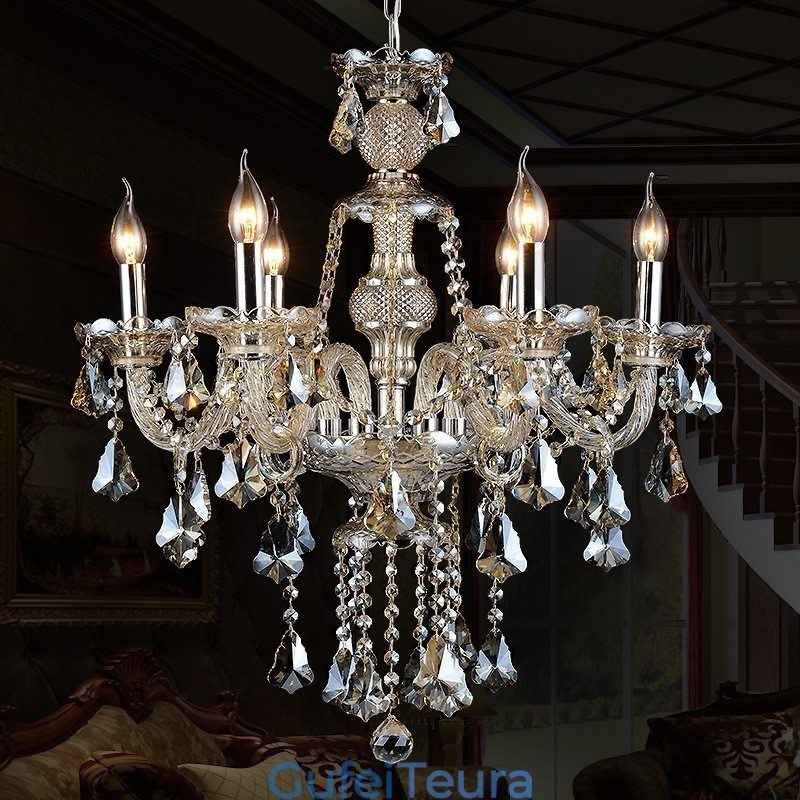 6 אורות רטרו קוניאק צבע K9 קריסטל מודרני נברשת