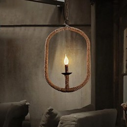 רטרו 1 מנורה נברשת חבל קנבוס רטרו בסגנון כפרי