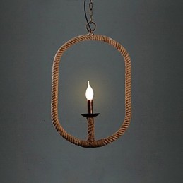 רטרו 1 מנורה נברשת חבל קנבוס רטרו בסגנון כפרי