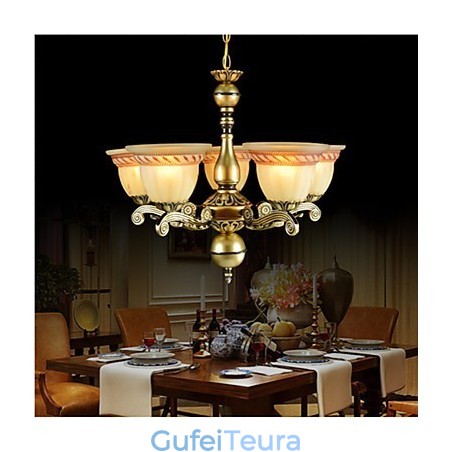 נברשת חמש אורות ברונזה אירופאי רטרו קלאסי