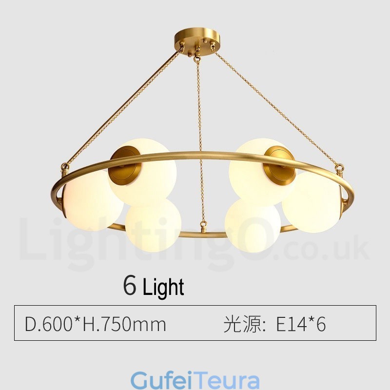 לודג' כפרי בסגנון שעועית פליז טהור נברשת עגולה עם גוונים לבנים