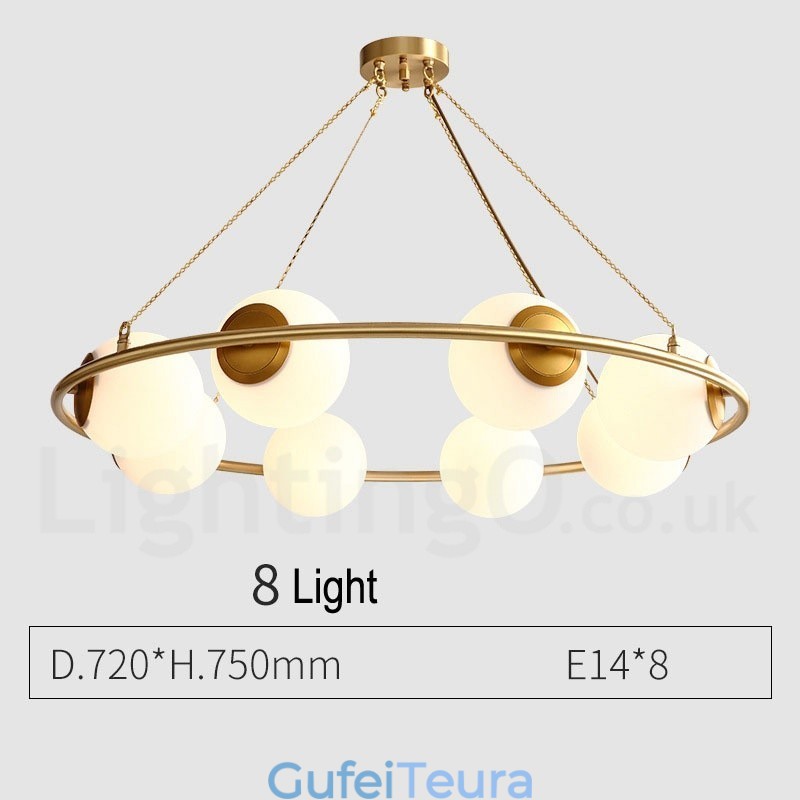 לודג' כפרי בסגנון שעועית פליז טהור נברשת עגולה עם גוונים לבנים