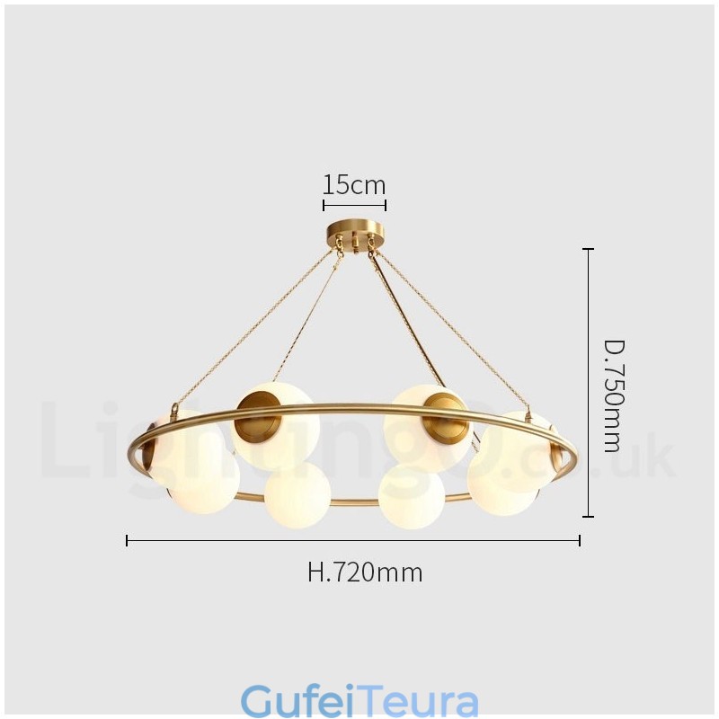 לודג' כפרי בסגנון שעועית פליז טהור נברשת עגולה עם גוונים לבנים
