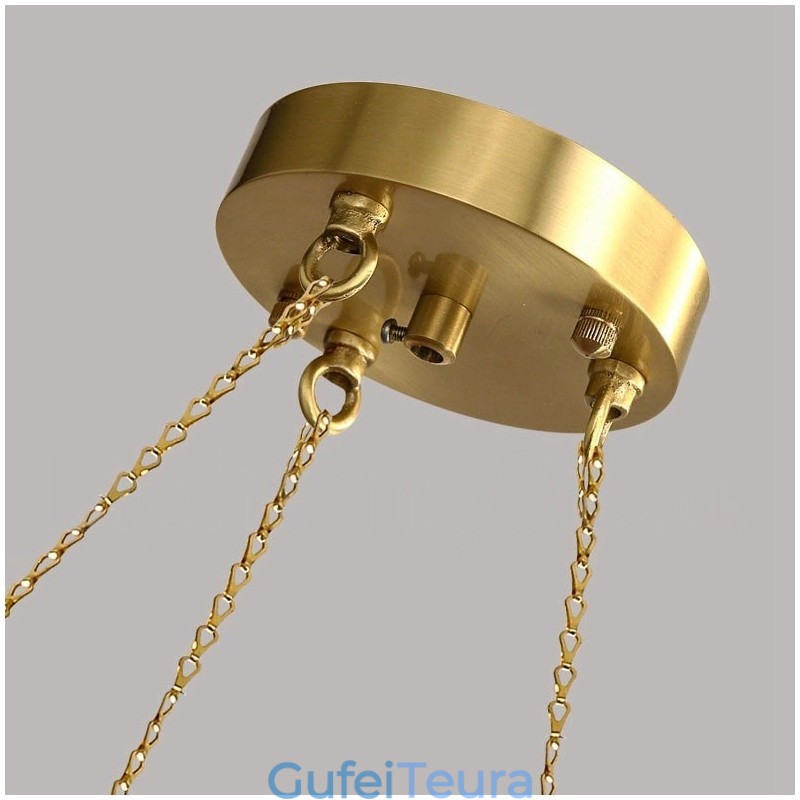 לודג' כפרי בסגנון שעועית פליז טהור נברשת עגולה עם גוונים לבנים