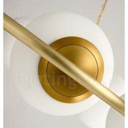 לודג' כפרי בסגנון שעועית פליז טהור נברשת עגולה עם גוונים לבנים