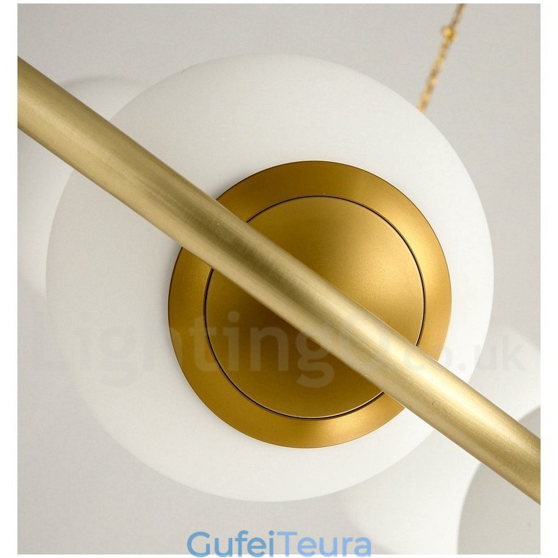 לודג' כפרי בסגנון שעועית פליז טהור נברשת עגולה עם גוונים לבנים