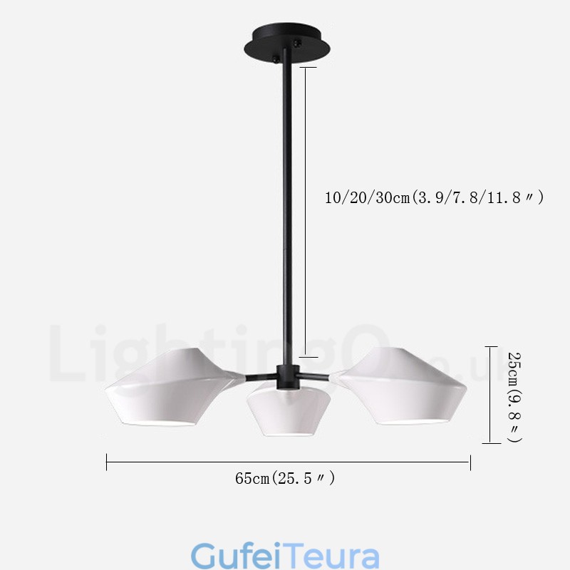 נברשת רטרו לינארית 3 אור עם גוונים אקריליים במוסך בחוץ