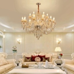 18 (12+6) צבע קוניאק בהיר נברשת נר קריסטל אלגנטית