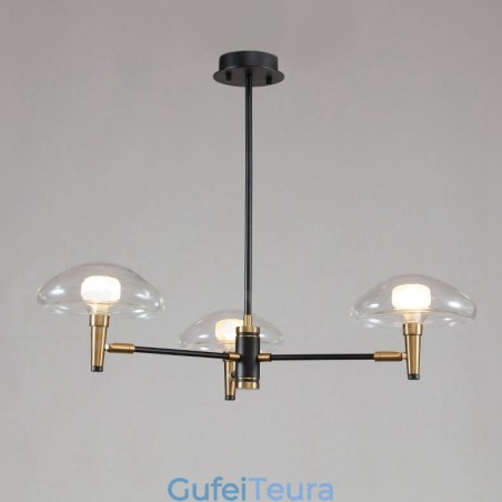 נברשת 3 אור מיני סטייל Uplight בגימור צבוע אלקטרו עם גווני זכוכית