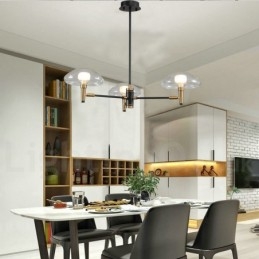 נברשת 3 אור מיני סטייל Uplight בגימור צבוע אלקטרו עם גווני זכוכית