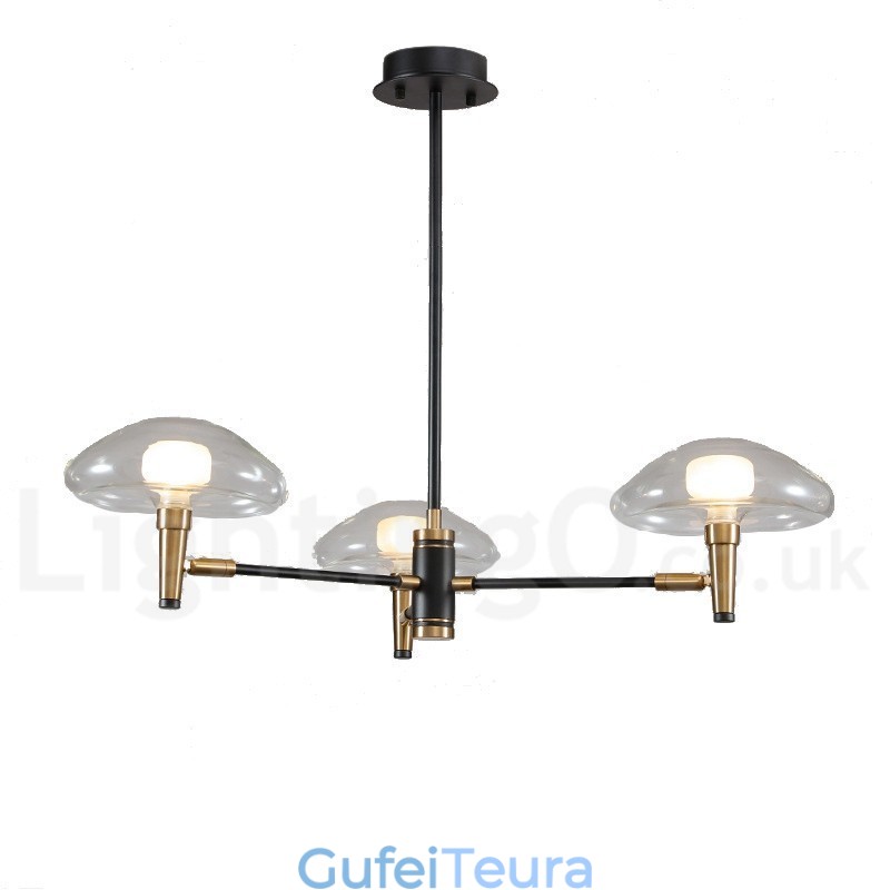 נברשת 3 אור מיני סטייל Uplight בגימור צבוע אלקטרו עם גווני זכוכית