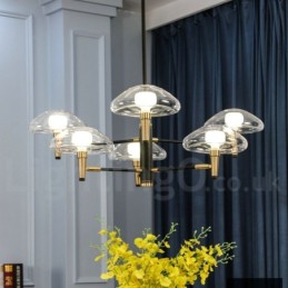 6 נברשת בגימור צבוע Light Uplight עם גוונים מזכוכית