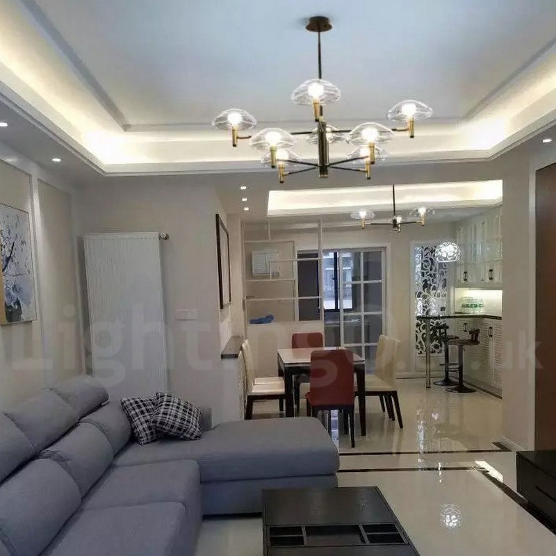 6 נברשת בגימור צבוע Light Uplight עם גוונים מזכוכית