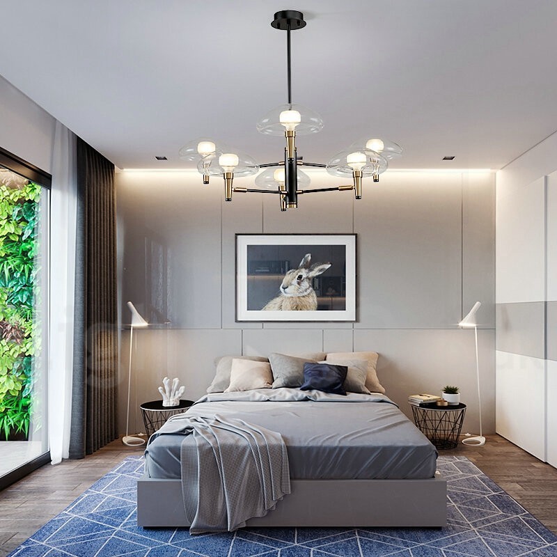 6 נברשת בגימור צבוע Light Uplight עם גוונים מזכוכית