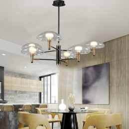 6 נברשת בגימור צבוע Light Uplight עם גוונים מזכוכית