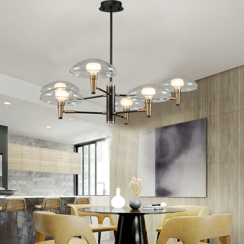 6 נברשת בגימור צבוע Light Uplight עם גוונים מזכוכית