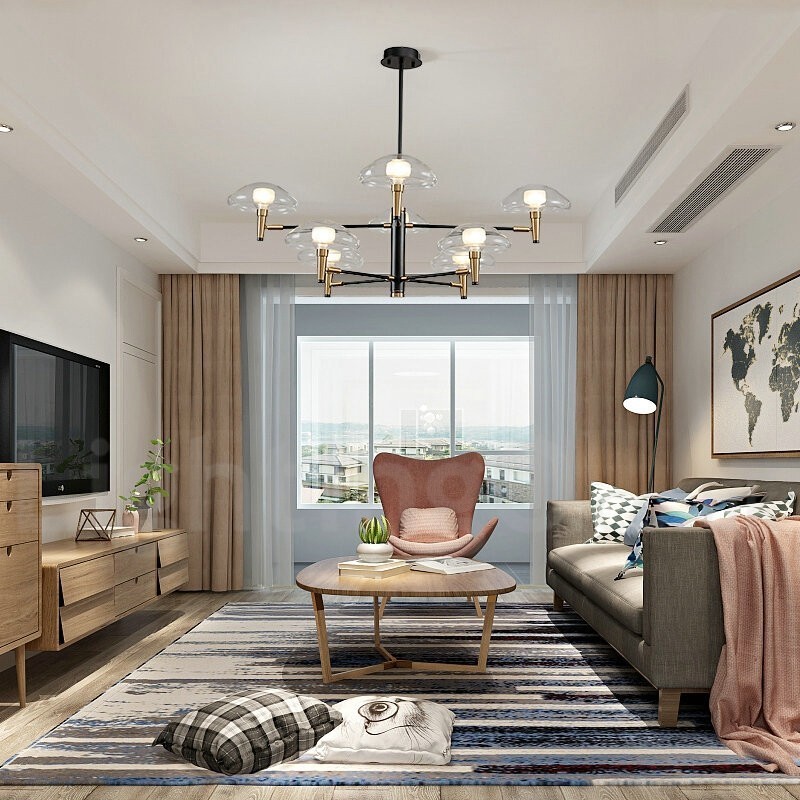 8 נברשת בגימור צבוע Light Uplight בגימור אלקטרו עם גווני זכוכית