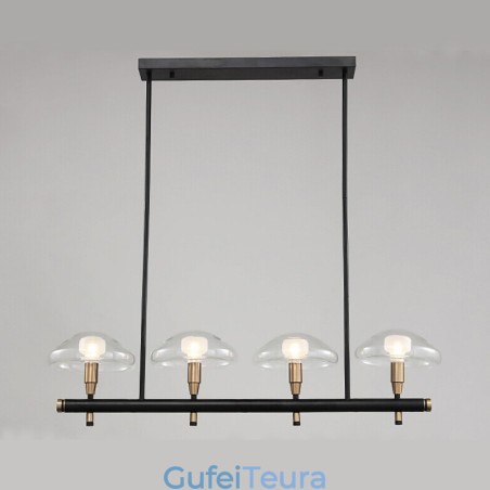 4 נברשת בגימור צבוע אלקטרו ליניארי בהיר עם גוונים מזכוכית