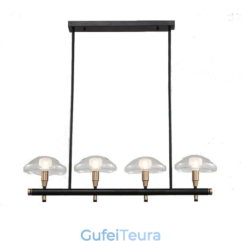 4 נברשת בגימור צבוע אלקטרו ליניארי בהיר עם גוונים מזכוכית