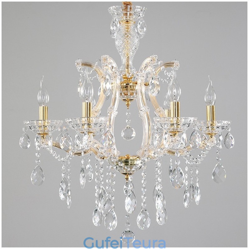 נברשת 6 קריסטל זהב בהיר