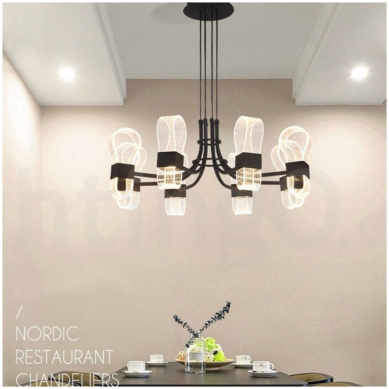 נברשת עיצוב 8 Light Nordic Post Modern 2021 עם גווני אקריליק