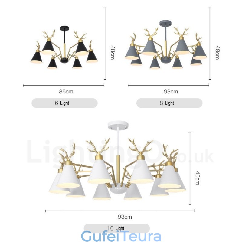 8 Light Nordic Macaron Modern Antlers Chandelier