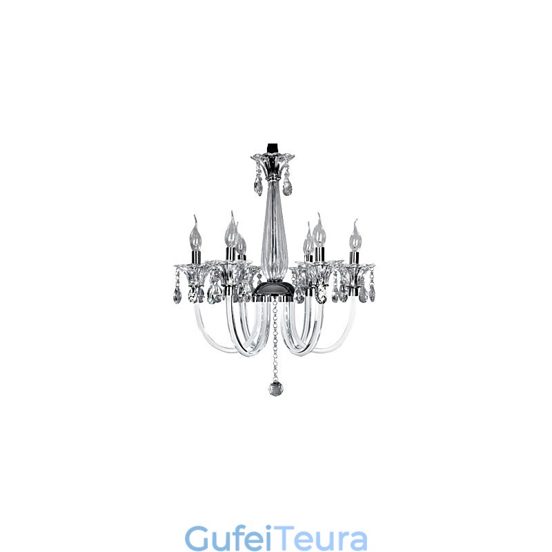 נברשת קריסטל אלגנטית עם 6 נורות בנורה