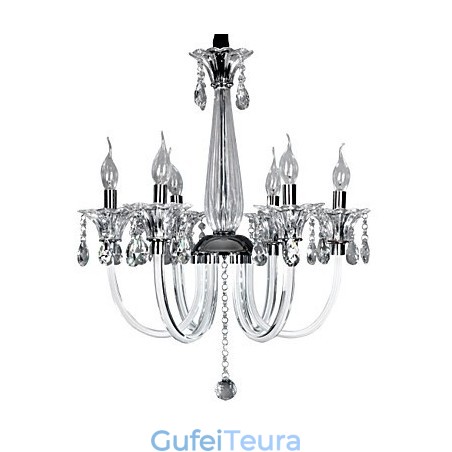 נברשת קריסטל אלגנטית עם 6 נורות בנורה