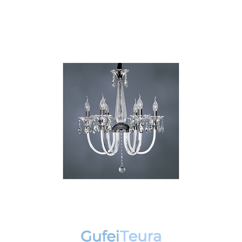 נברשת קריסטל אלגנטית עם 6 נורות בנורה