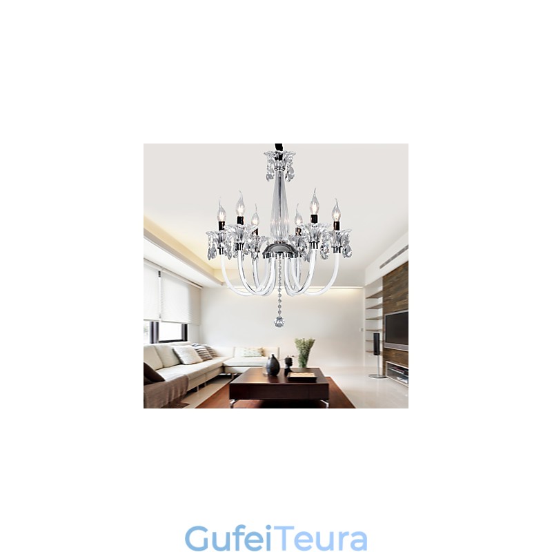 נברשת קריסטל אלגנטית עם 6 נורות בנורה