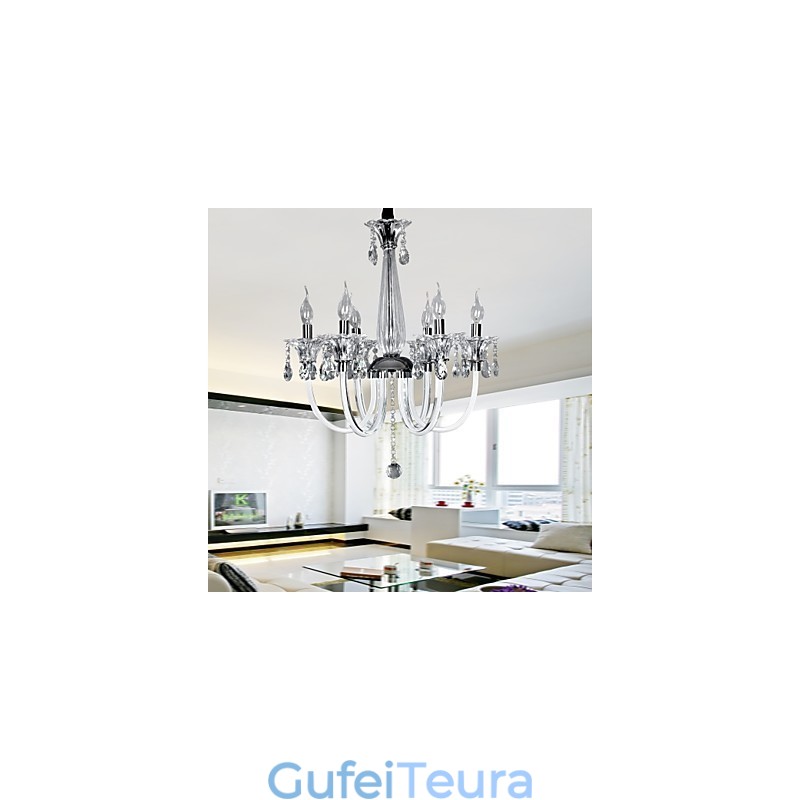 נברשת קריסטל אלגנטית עם 6 נורות בנורה