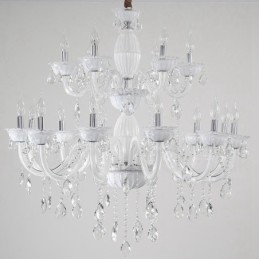 18 (12+6) נברשת נר אלגנטית לבן בהיר עם קריסטל