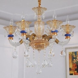 6 נברשת נרות שמפניה מודרנית ועכשווית בהירה עם קריסטל