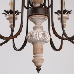 Country Vintage Wooden 6 Light Chandelier Light
