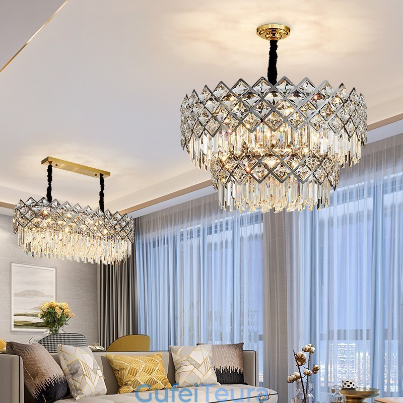 נברשת תליון קריסטל פוסטמודרנית פוסט-מודרנית מכסף עגול K9