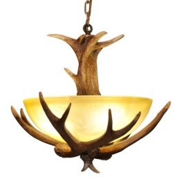 אור אחד כפרי אומנותי רטרו Antler עתיק תליון אור עם גוון זכוכית