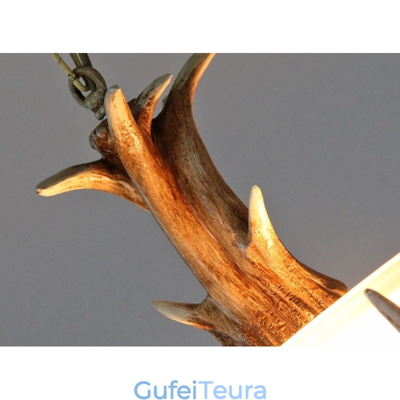 אור אחד כפרי אומנותי רטרו Antler עתיק תליון אור עם גוון זכוכית