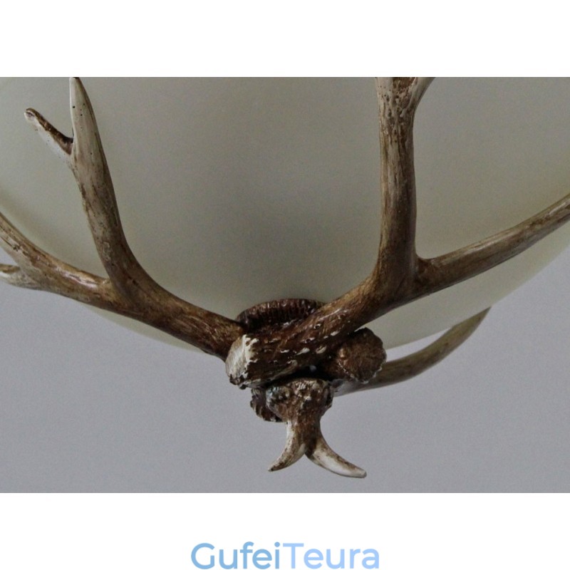 אור אחד כפרי אומנותי רטרו Antler עתיק תליון אור עם גוון זכוכית