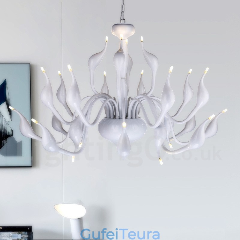 24 אורות נברשת ברבור מודרנית Light G4 ציפוי לבן