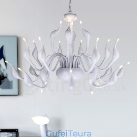 24 אורות נברשת ברבור מודרנית Light G4 ציפוי לבן 24 אורות נברשת ברבור מודרנית Light G4 ציפוי לבן