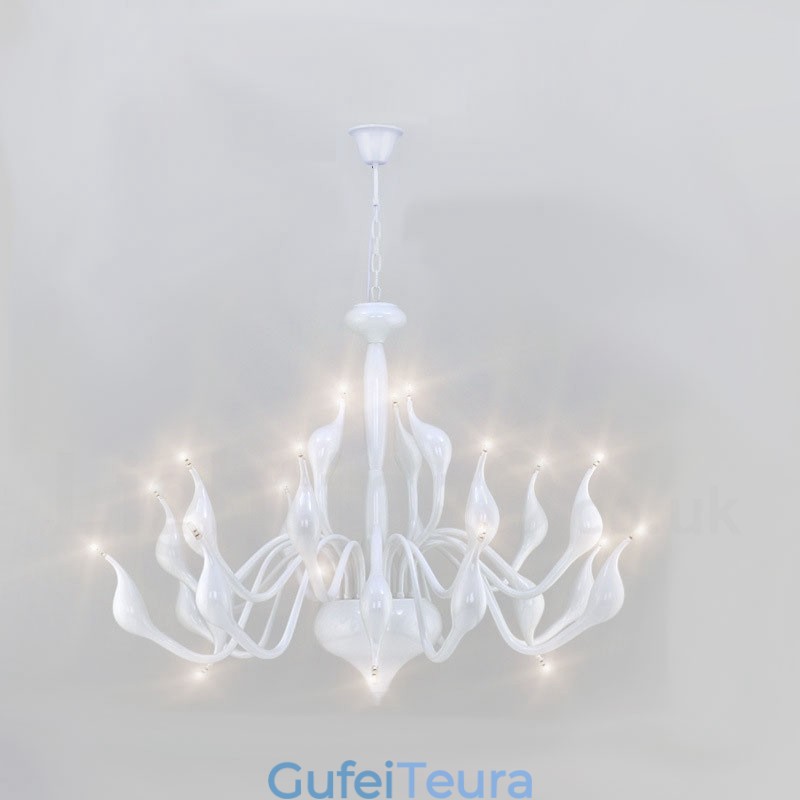 24 אורות נברשת ברבור מודרנית Light G4 ציפוי לבן