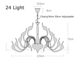 24 אורות נברשת ברבור מודרנית Light G4 ציפוי זהב