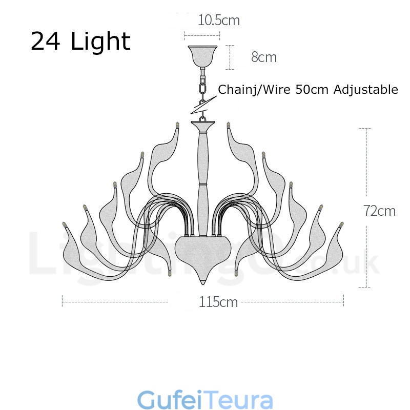 24 אורות נברשת ברבור מודרנית Light G4 ציפוי זהב