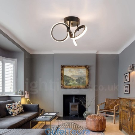 מתג Triac ניתן לעמעום שחור מודרני עכשווי בסגנון נורדי מנורת תקרה עגולה