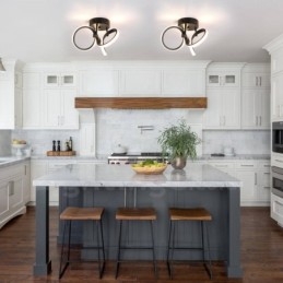 מתג Triac ניתן לעמעום שחור מודרני עכשווי בסגנון נורדי מנורת תקרה עגולה