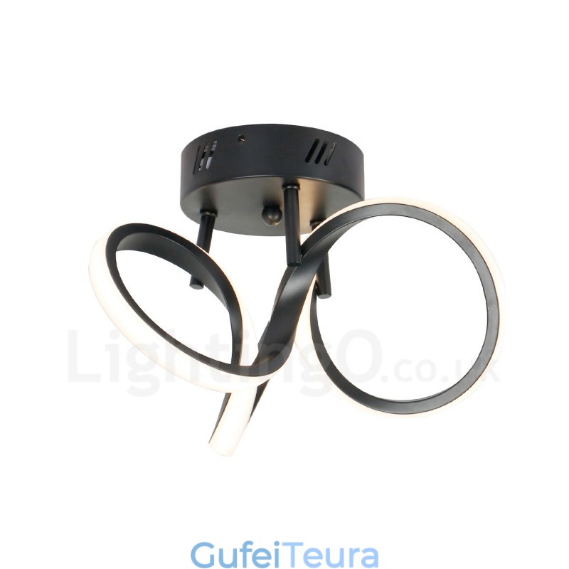 מתג Triac ניתן לעמעום שחור מודרני עכשווי בסגנון נורדי מנורת תקרה עגולה