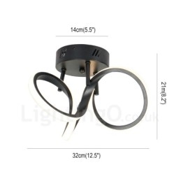 מתג Triac ניתן לעמעום שחור מודרני עכשווי בסגנון נורדי מנורת תקרה עגולה